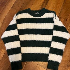 Striped Green and White Women's Sweater